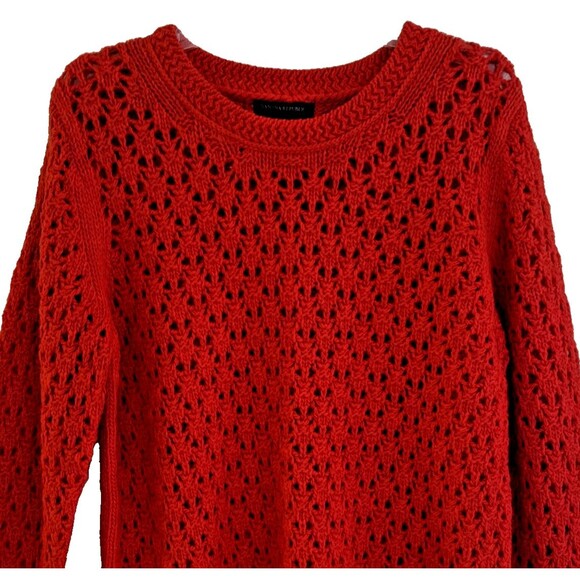 Banana Republic Crochet Star Stitch Wool Sweater Womens XL Tamale Italian Yarn - Picture 3 of 14